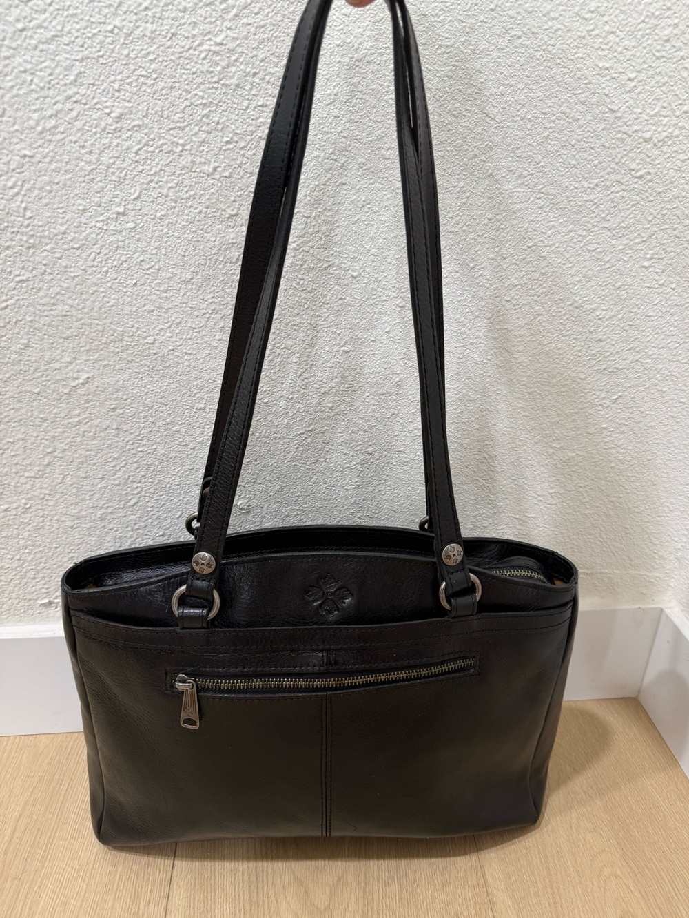 Patricia Nash Black Leather Tote Shoulder Bag